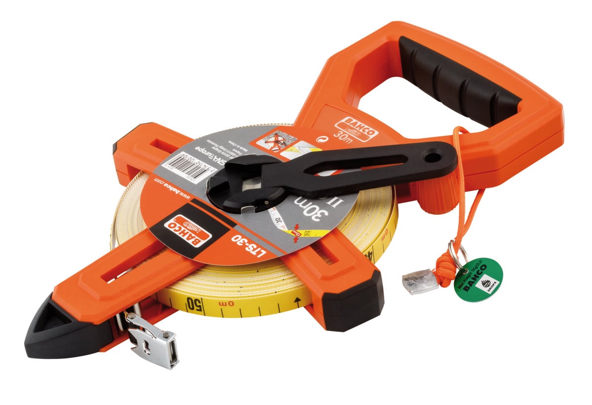 Bahco Landmeter | met Dyneema koord | nylon gecoate band | open cassette | klasse II | metrisch | breedte 13 mm | 30 m TAHLTS-30