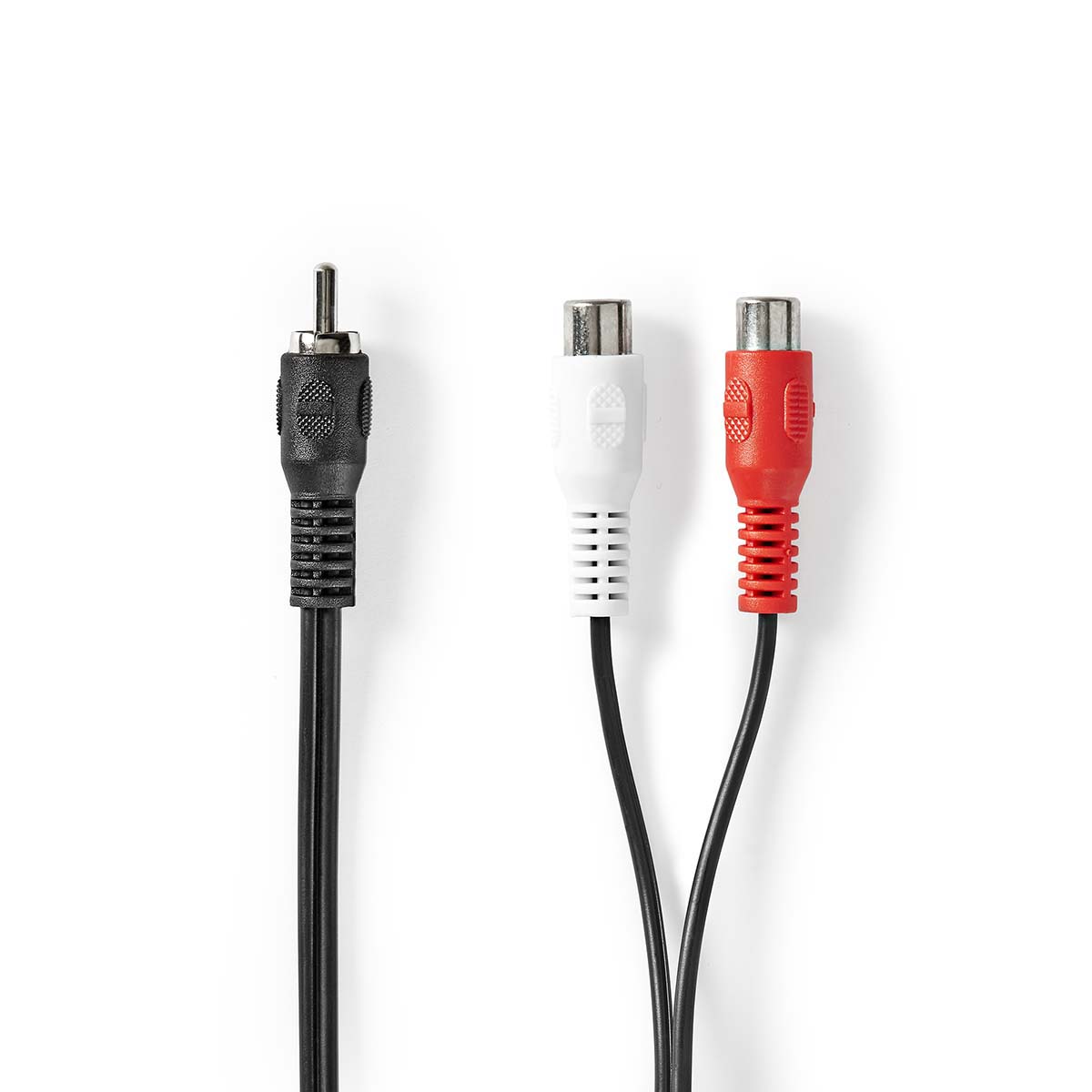 Nedis Subwoofer-Kabel | RCA Male | 2x RCA Female | Vernikkeld | 0.20 m | Rond | 5.0 x 2.5 mm | Zwart | Blister - CAGB24010BK02
