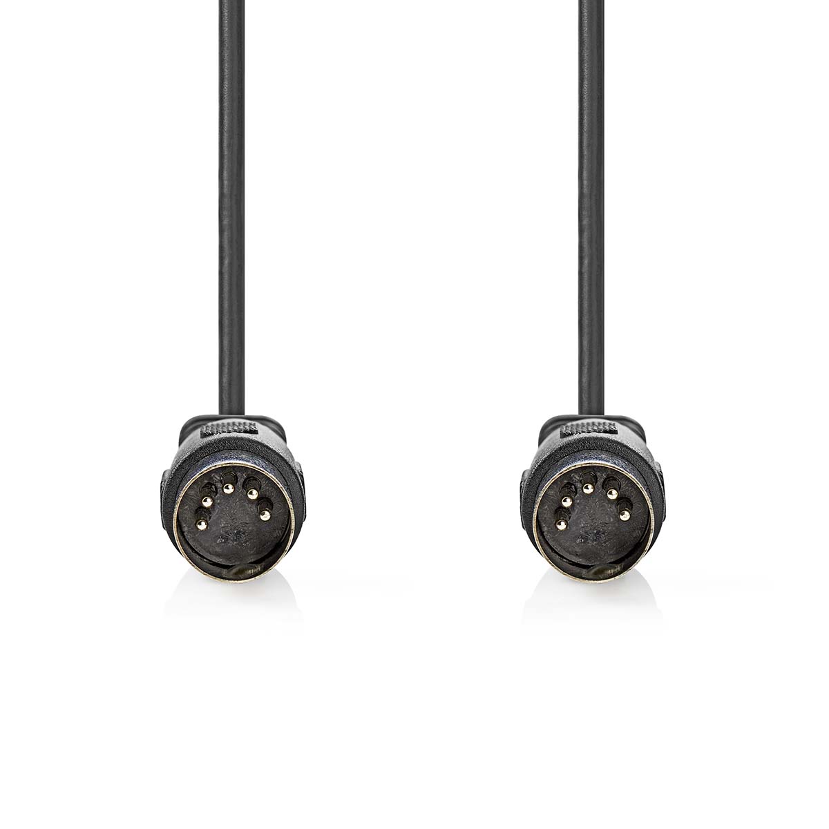 Nedis DIN-Audiokabel | DIN 5-Pins Male | DIN 5-Pins Male | Vernikkeld | 2.00 m | Rond | PVC | Zwart | Label - CAGL20000BK20