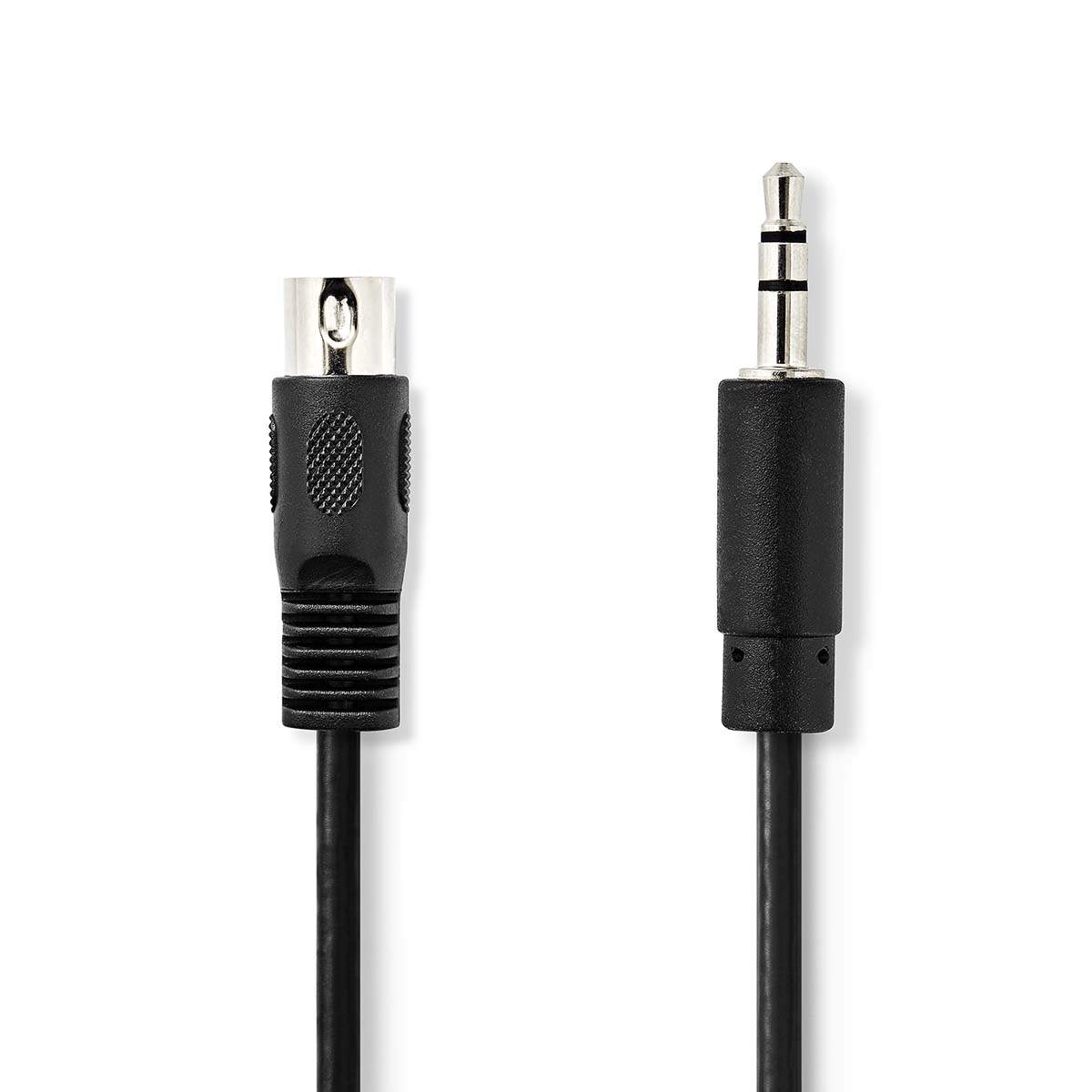 Nedis DIN-Audiokabel | DIN 5-Pins Male | 3 5 mm Male | Vernikkeld | 1.00 m | Rond | PVC | Zwart | Label CAGL20100BK10