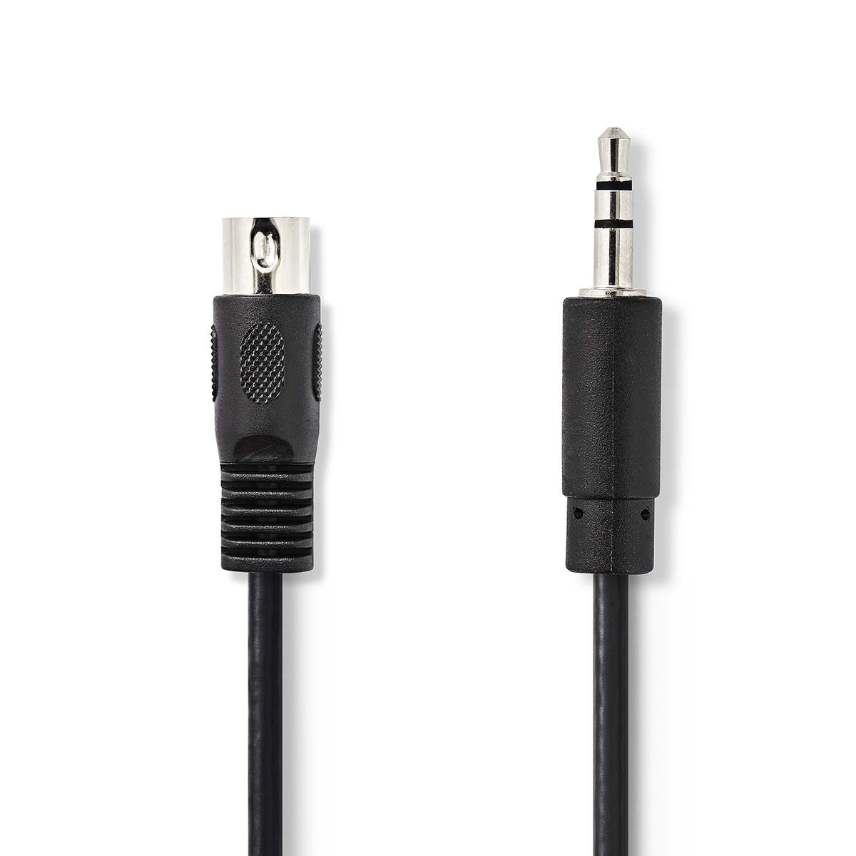 Nedis DIN-Audiokabel | DIN 5-Pins Male | 3 5 mm Male | Vernikkeld | 2.00 m | Rond | PVC | Zwart | Label CAGL20100BK20