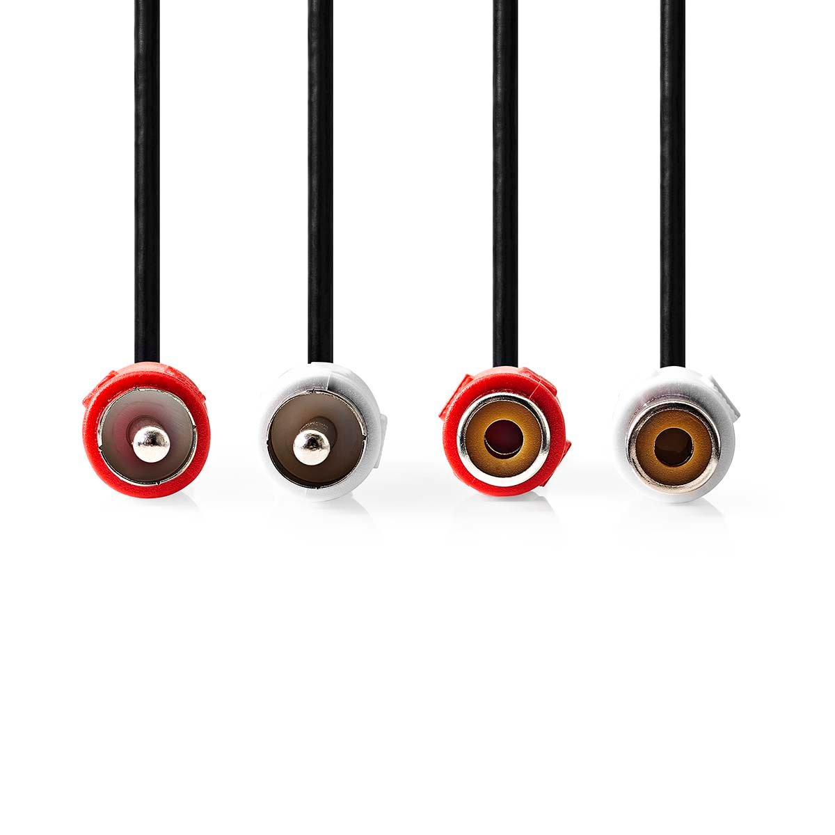 Nedis Stereo-Audiokabel | 2x RCA Male | 2x RCA Female | Vernikkeld | 2.00 m | Rond | Zwart | Label - CAGL24205BK20