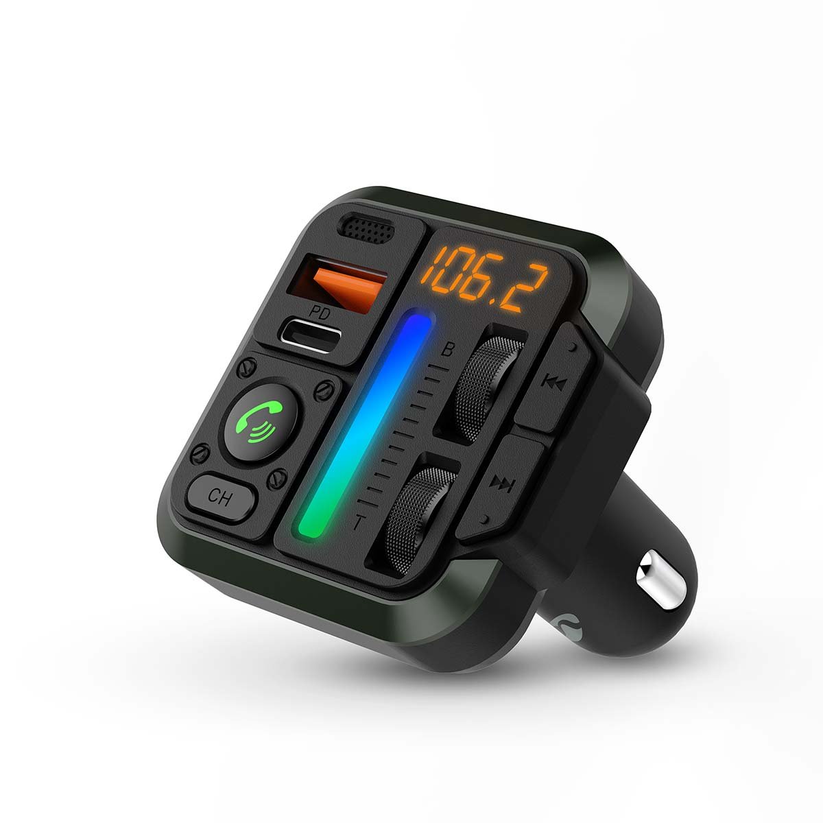 Nedis FM-Audiotransmitter voor Auto | Gefixeerd | Handsfree bellen | 1 " | Amber-Scherm | Bluetooth | PD 18 W PD 24 W | Snelladen | Bass boost |
