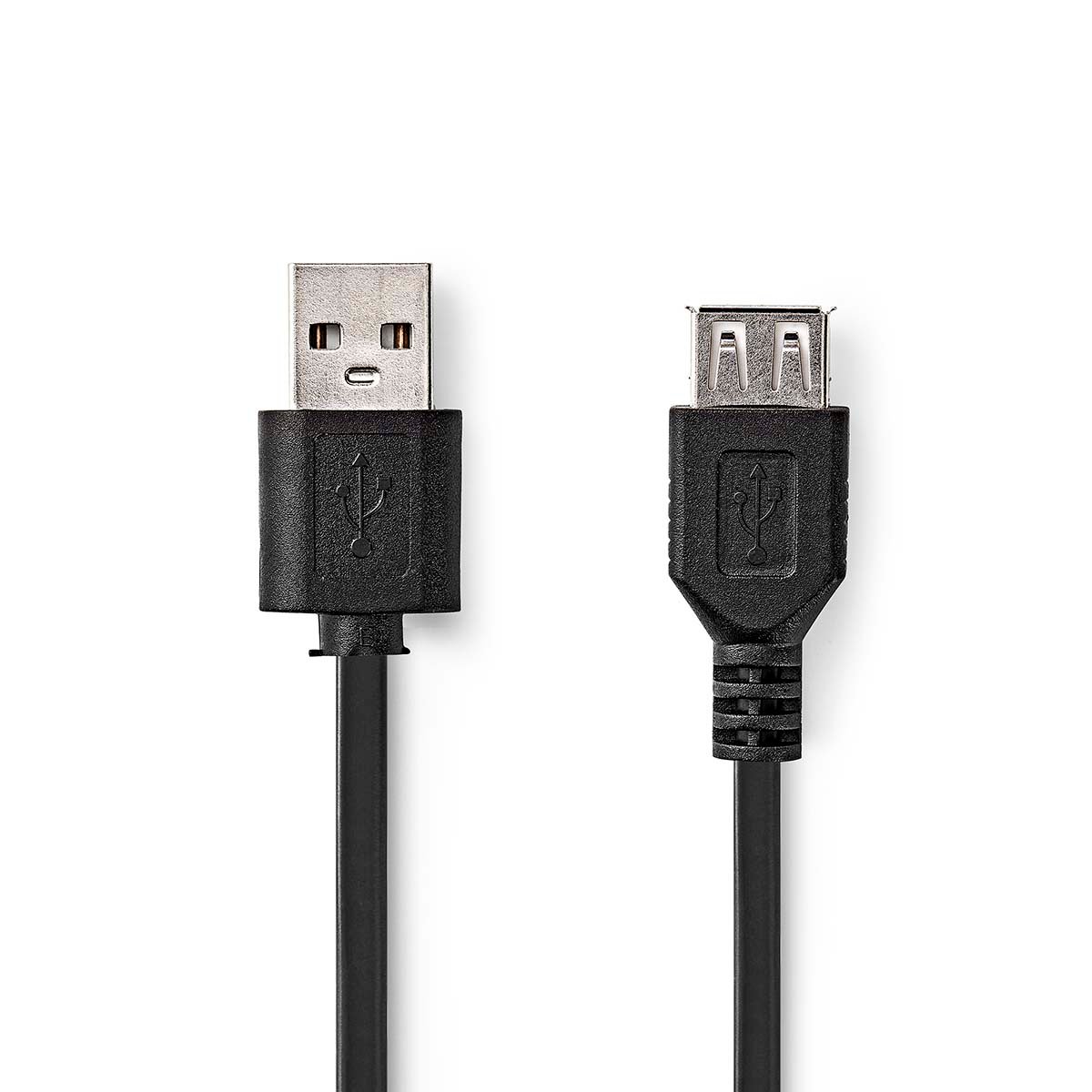 Nedis USB-Kabel | USB 2.0 | USB-A Male | USB-A Female | 480 Mbps | Vernikkeld | 0.20 m | Rond | PVC | Zwart | Doos CCGB60010BK02