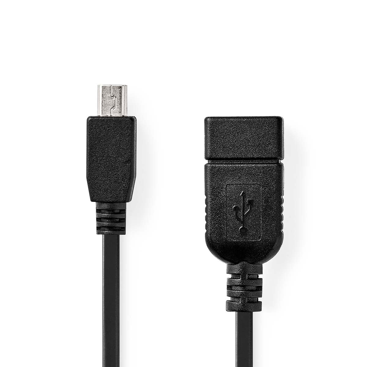Nedis USB-Adapter | USB 2.0 | Mini 5-Pin Male | USB-A Female | 480 Mbps | OTG | 0.20 m | Rond | Vernikkeld | Zwart | Doos CCGB60315BK02