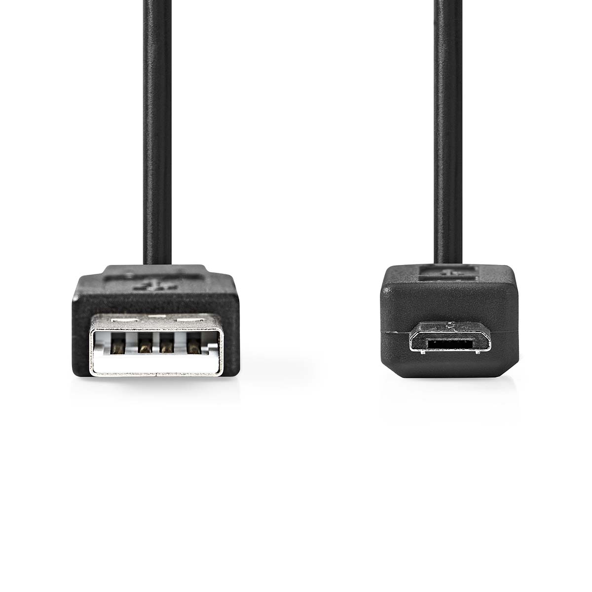 Nedis USB-Kabel | USB 2.0 | USB-A Male | USB Micro-B Male | 480 Mbps | Vernikkeld | 1.00 m | Rond | PVC | Zwart | Doos - CCGB60500BK10