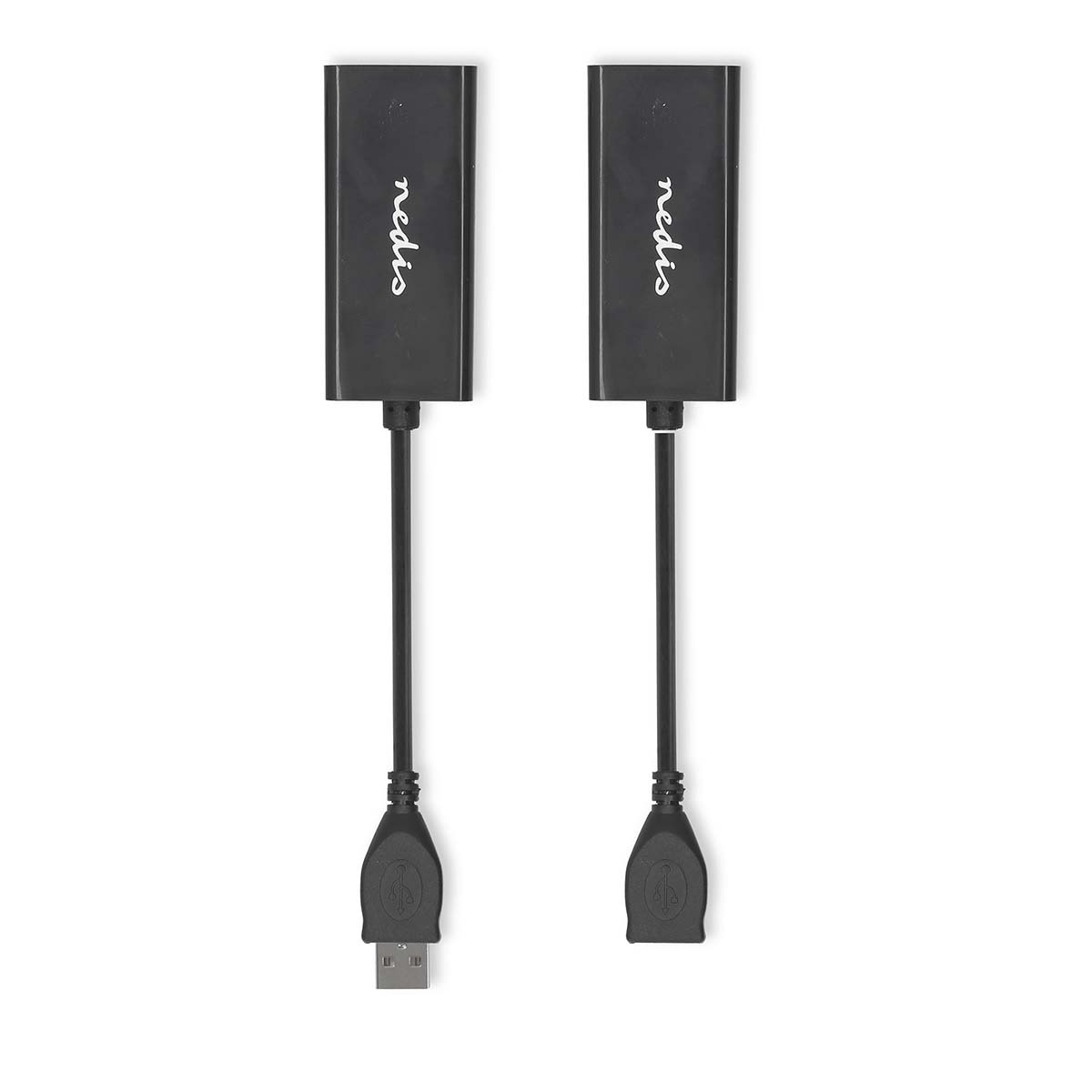 Nedis USB-Verlenger | USB 2.0 | 1x USB-A Male | 1x RJ45 Female | 1x USB-A Female | 1x RJ45 Female | 50 m | 480 Mbps | Vernikkeld | Rond | PVC | Zwart