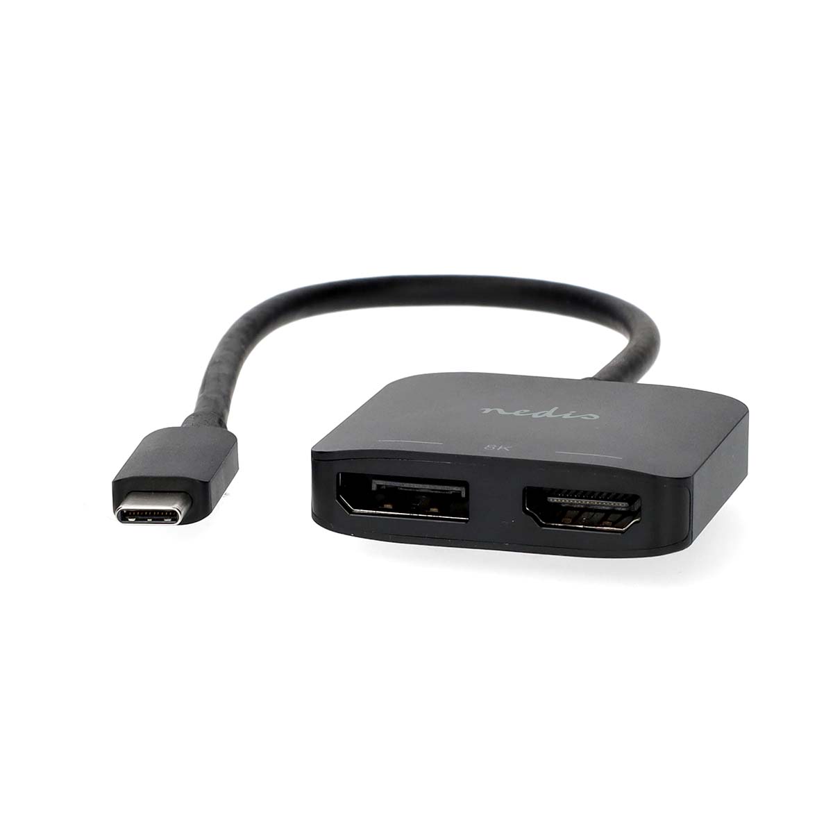 Nedis USB-C™ Adapter | USB 3.2 Gen 1 | USB-C™ Male | DisplayPort Female HDMI™ Output | 8K@30Hz | 0.20 m | Rond | Vernikkeld | Zwart | Doos