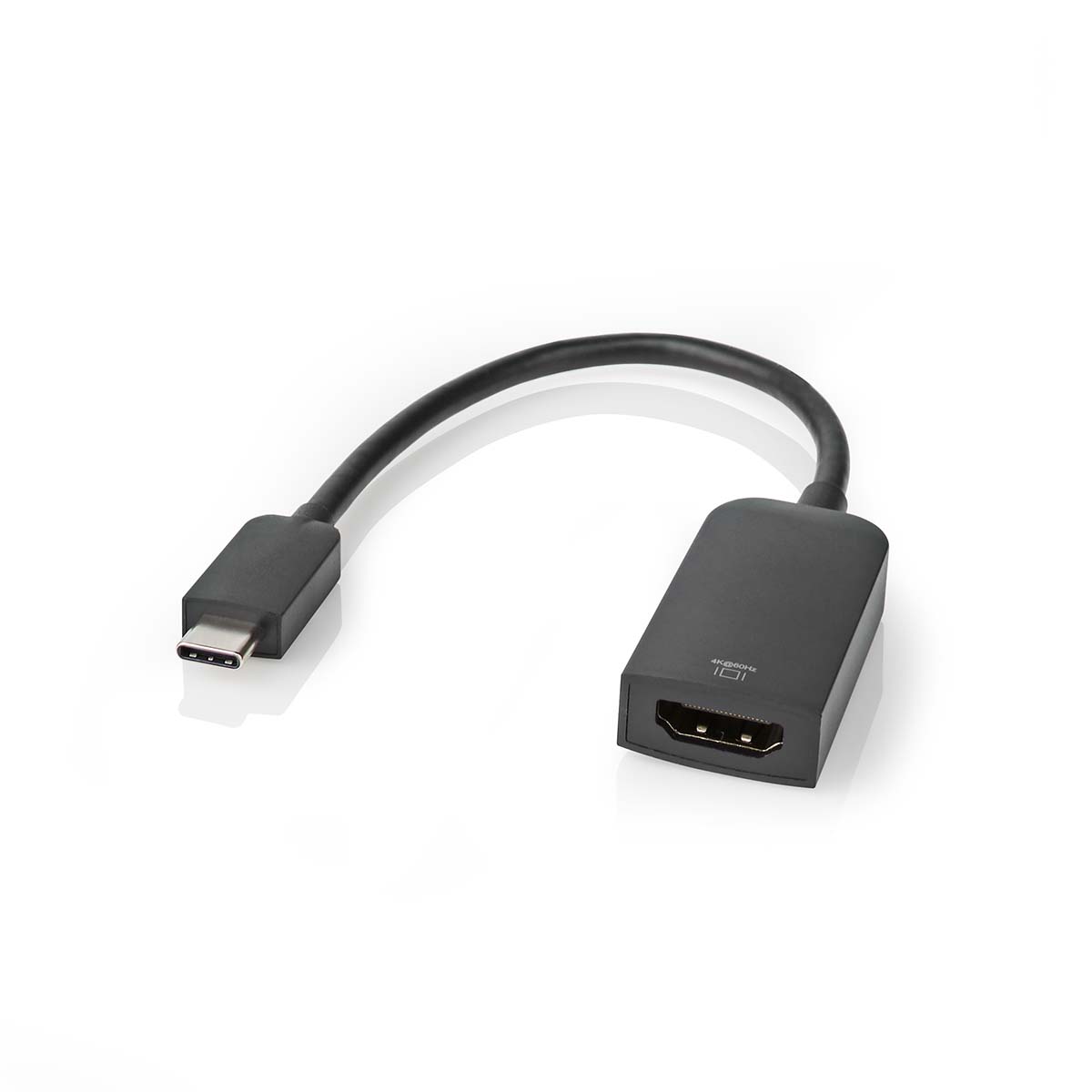 Nedis USB-C™ Adapter | USB 3.2 Gen 1 | USB-C™ Male | HDMI™ Output | 4K@60Hz | 0.20 m | Rond | Vernikkeld | PVC | Zwart | Doos - CCGB64652BK02