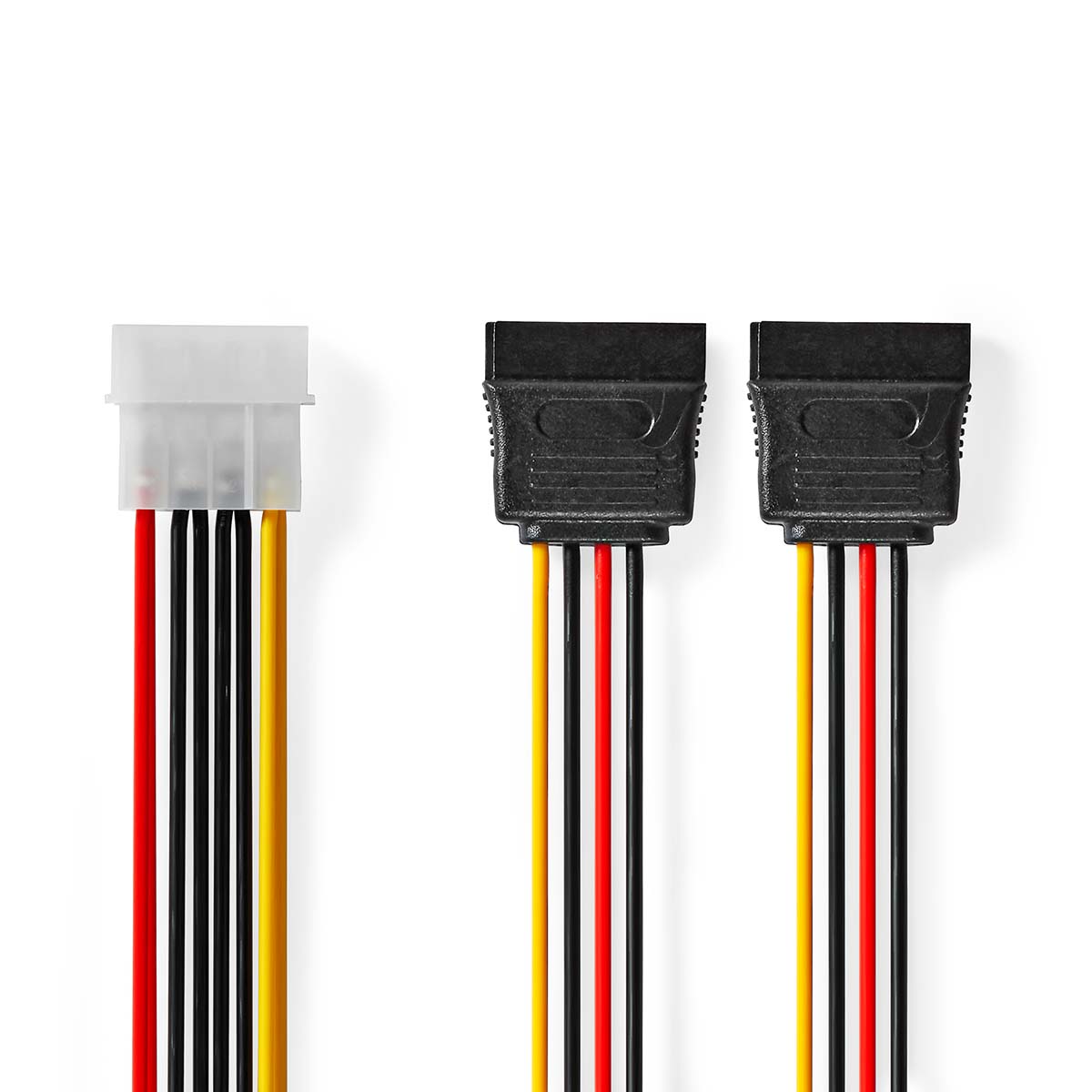 Nedis Interne Voedingskabel | Molex Male | 2x SATA 15-Pins Female | Verguld | 0.15 m | Rond | PVC | Multicolour | Doos - CCGB73520VA015