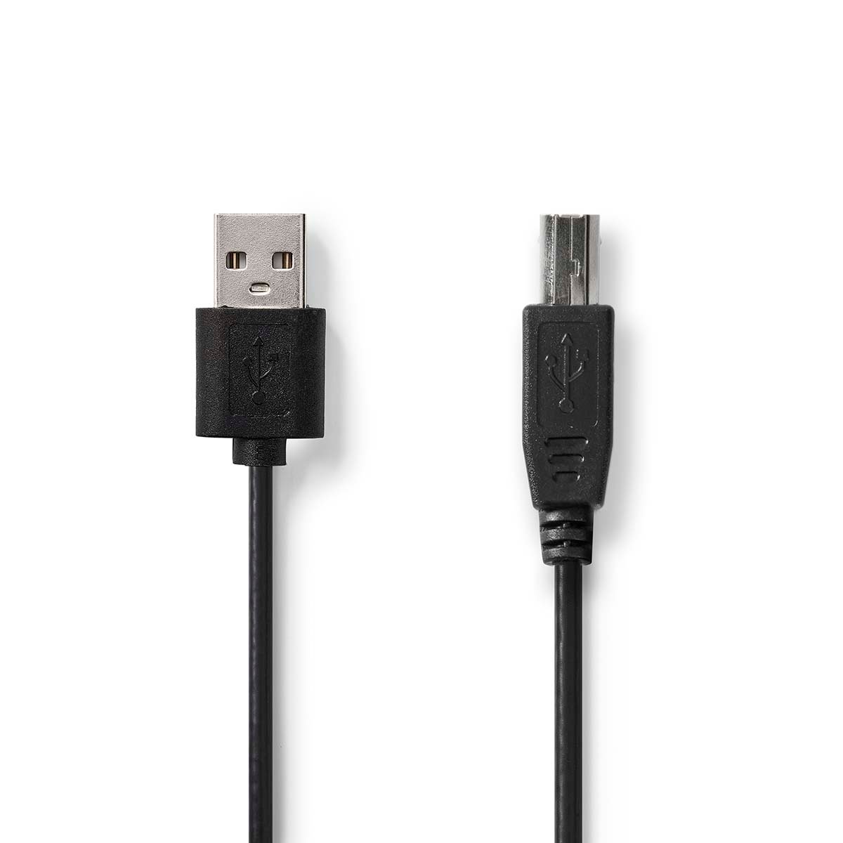 Nedis USB-Kabel | USB 2.0 | USB-A Male | USB-B Male | 480 Mbps | Vernikkeld | 2.00 m | Rond | PVC | Zwart | Label CCGL60101BK20