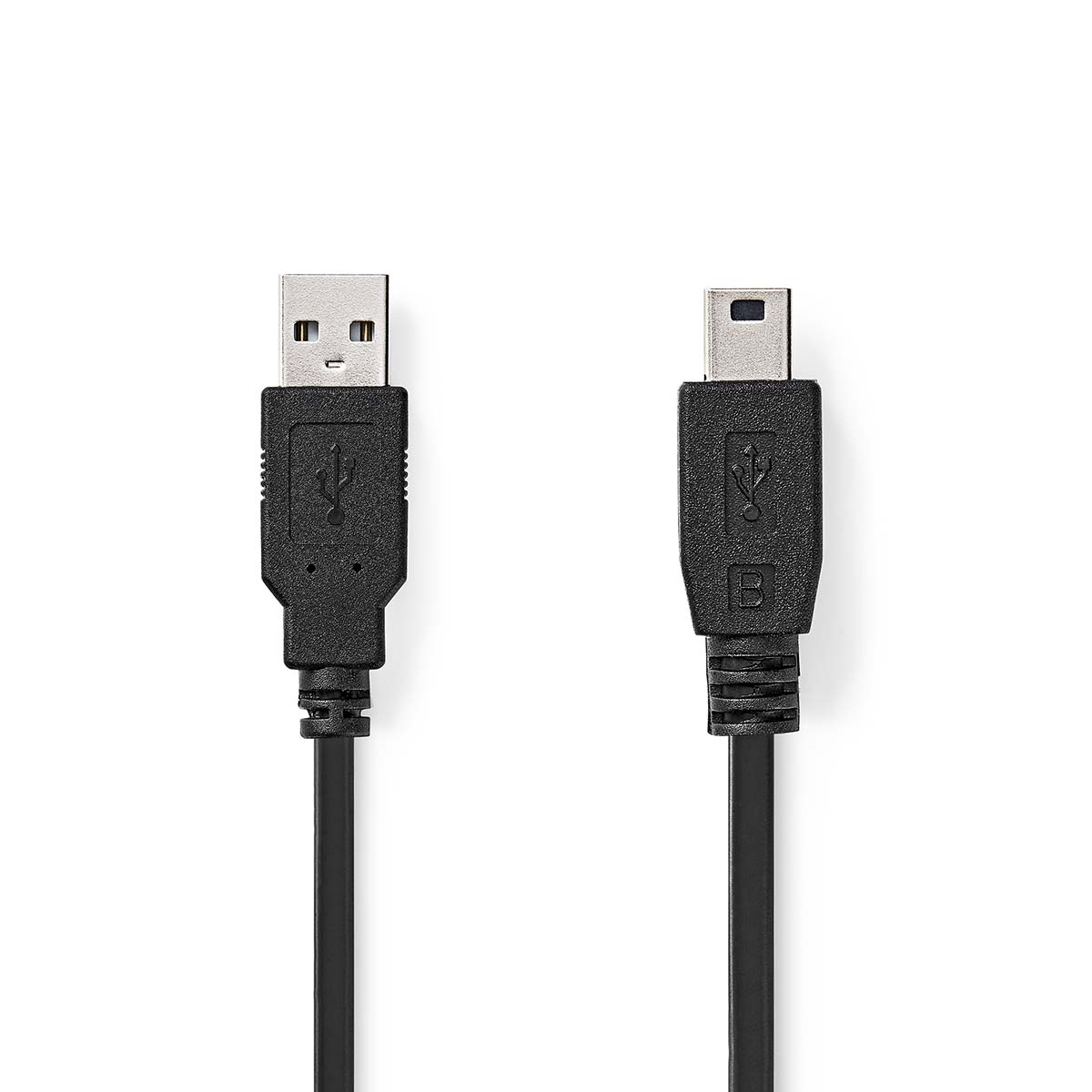 Nedis USB-Kabel | USB 2.0 | USB-A Male | USB Mini-B 5-Pins Male | 480 Mbps | Vernikkeld | 2.00 m | Rond | PVC | Zwart | Label CCGL60300BK20