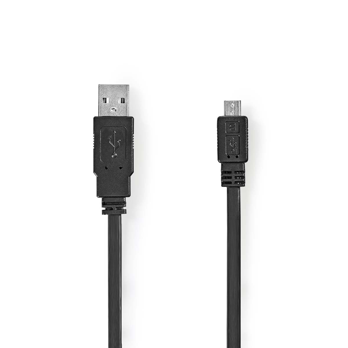Nedis USB-Kabel | USB 2.0 | USB-A Male | USB Micro-B Male | 480 Mbps | Vernikkeld | 1.00 m | Plat | PVC | Zwart | Label CCGL60410BK10