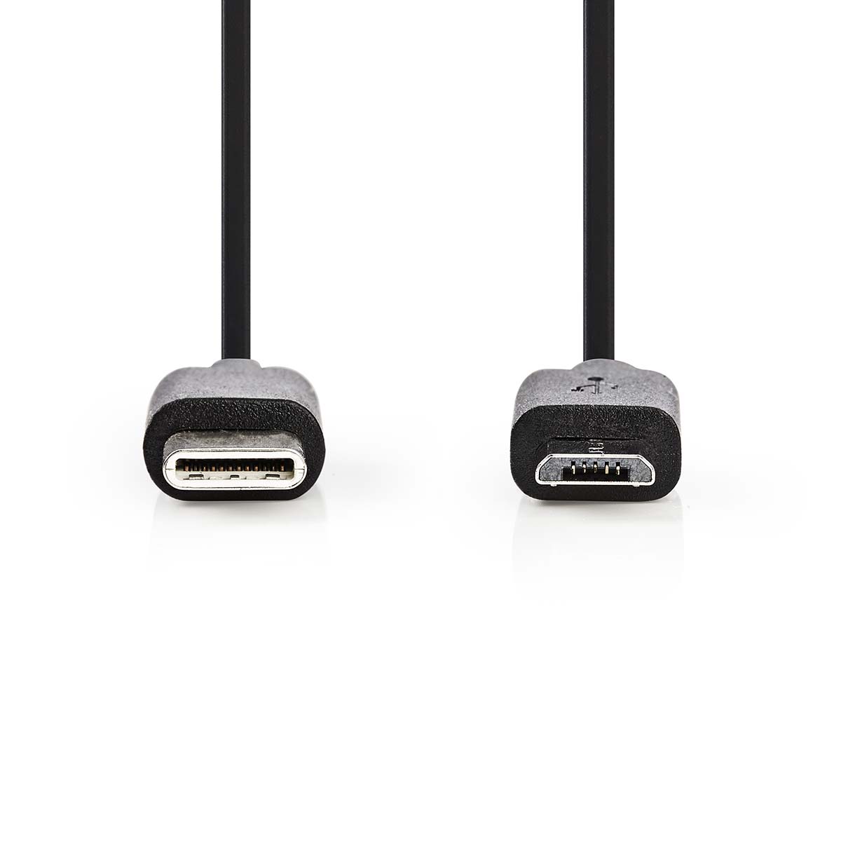 Nedis USB-Kabel | USB 2.0 | USB-C Male | USB Micro-B Male | 60 W | 480 Mbps | Vernikkeld | 1.00 m | Rond | PVC | Zwart | Label - CCGL60750BK10