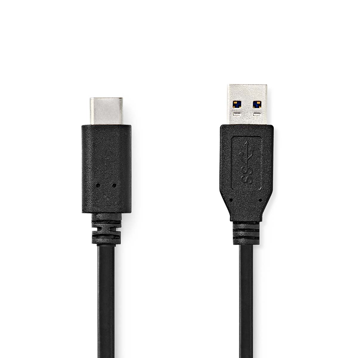 Nedis USB-Kabel | USB 3.2 Gen 2 | USB-A Male | USB-C™ Male | 60 W | 10 Gbps | Vernikkeld | 1.00 m | Rond | PVC | Zwart | Label CCGL61650BK10