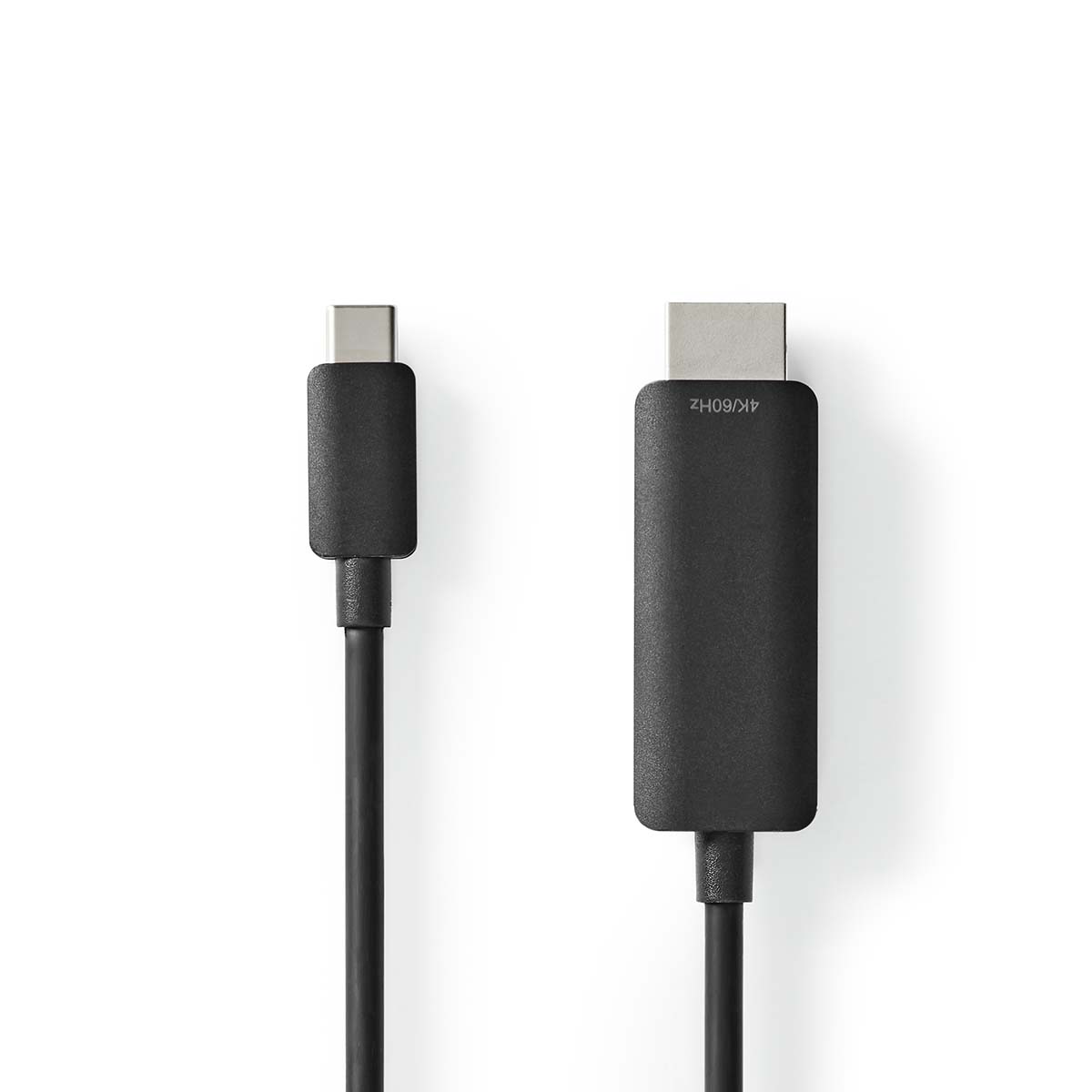 Nedis USB-C™ Adapter | USB 3.2 Gen 1 | USB-C™ Male | HDMI™ Connector | 4K@60Hz | 2.00 m | Rond | Vernikkeld | PVC | Zwart | Label - CCGL64655BK20