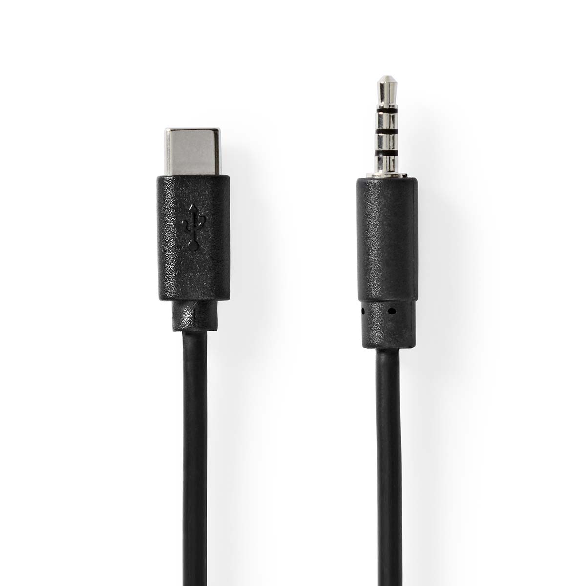 Nedis USB-C™ Adapter | USB 2.0 | USB-C™ Male | 3,5 mm Male | 1.00 m | Rond | Vernikkeld | Zwart | Label - CCGL65950BK10