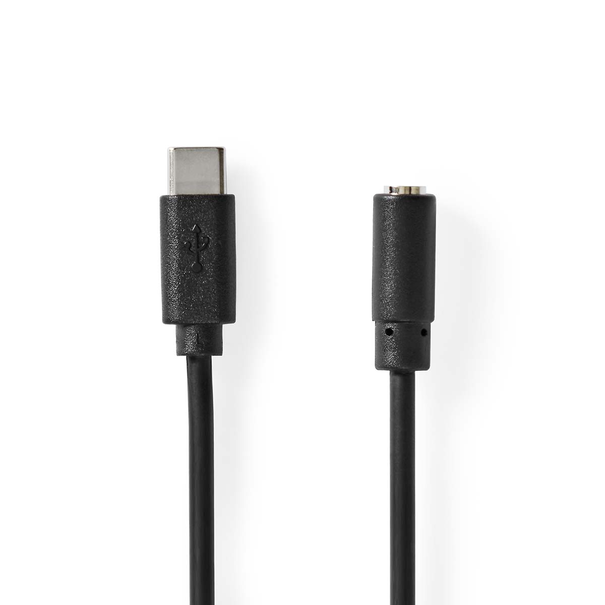 Nedis USB-C™ Adapter | USB 2.0 | USB-C™ Male | 3 5 mm Female | 1.00 m | Rond | Vernikkeld | PVC | Zwart | Label CCGL65960BK10