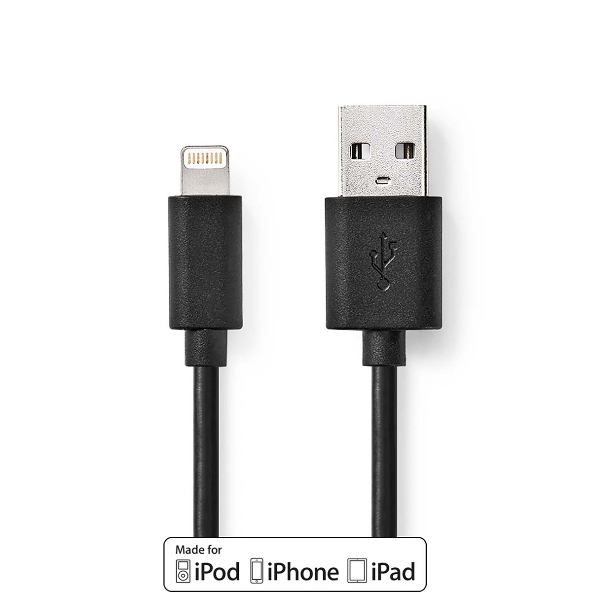 Nedis Lightning-kabel | Lightning naar USB-A | USB 2.0 | 1 m | Zwart - CCGW39300BK10