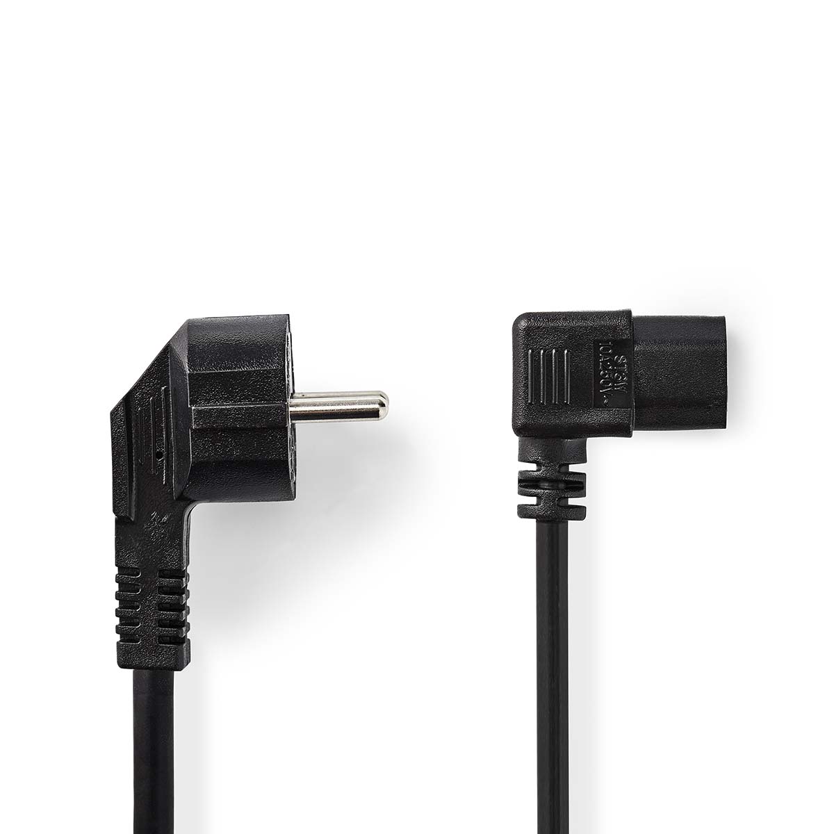 Nedis Stroomkabel | Type F (CEE 7 7) Male | IEC-320-C13 | Gehoekt | Gehoekt | Vernikkeld | 10.0 m | Rond | PVC | Zwart | Label CEGL10020BK100