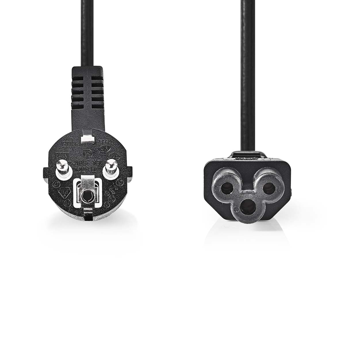 Nedis Stroomkabel | Type F (CEE 7/7) Male | IEC-320-C5 | Gehoekt | Recht | Vernikkeld | 5.00 m | Rond | PVC | Zwart | Label - CEGL10100BK50