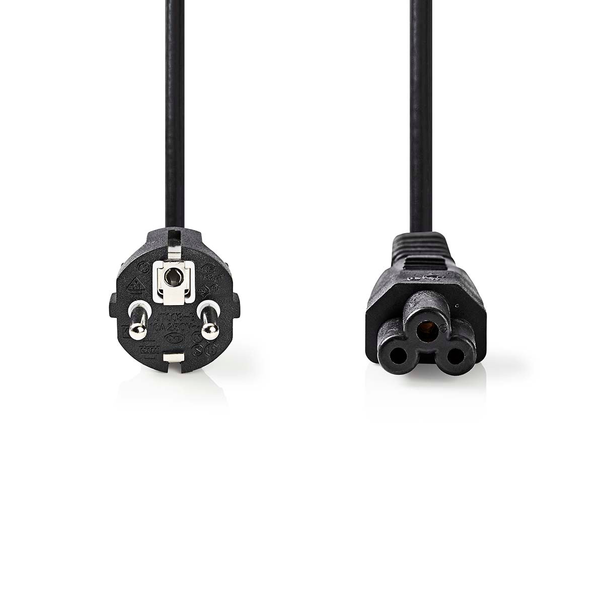 Nedis Stroomkabel | Type F (CEE 7/7) Male | IEC-320-C5 | Recht | Recht | Vernikkeld | 2.00 m | Rond | PVC | Zwart | Label - CEGL10130BK20