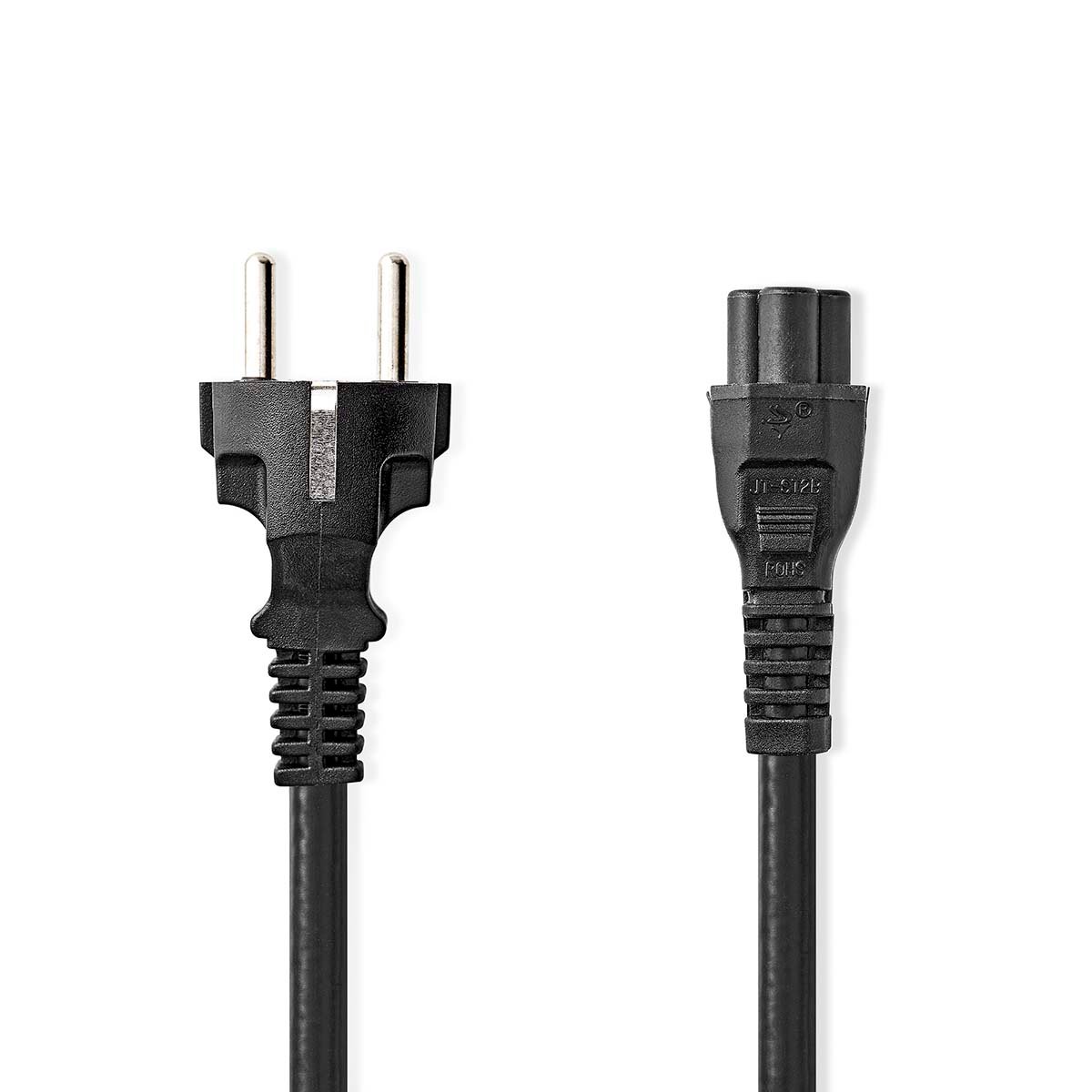 Nedis Stroomkabel | Type F (CEE 7 7) Male | IEC-320-C5 | Recht | Recht | Vernikkeld | 5.00 m | Rond | PVC | Zwart | Label CEGL10130BK50