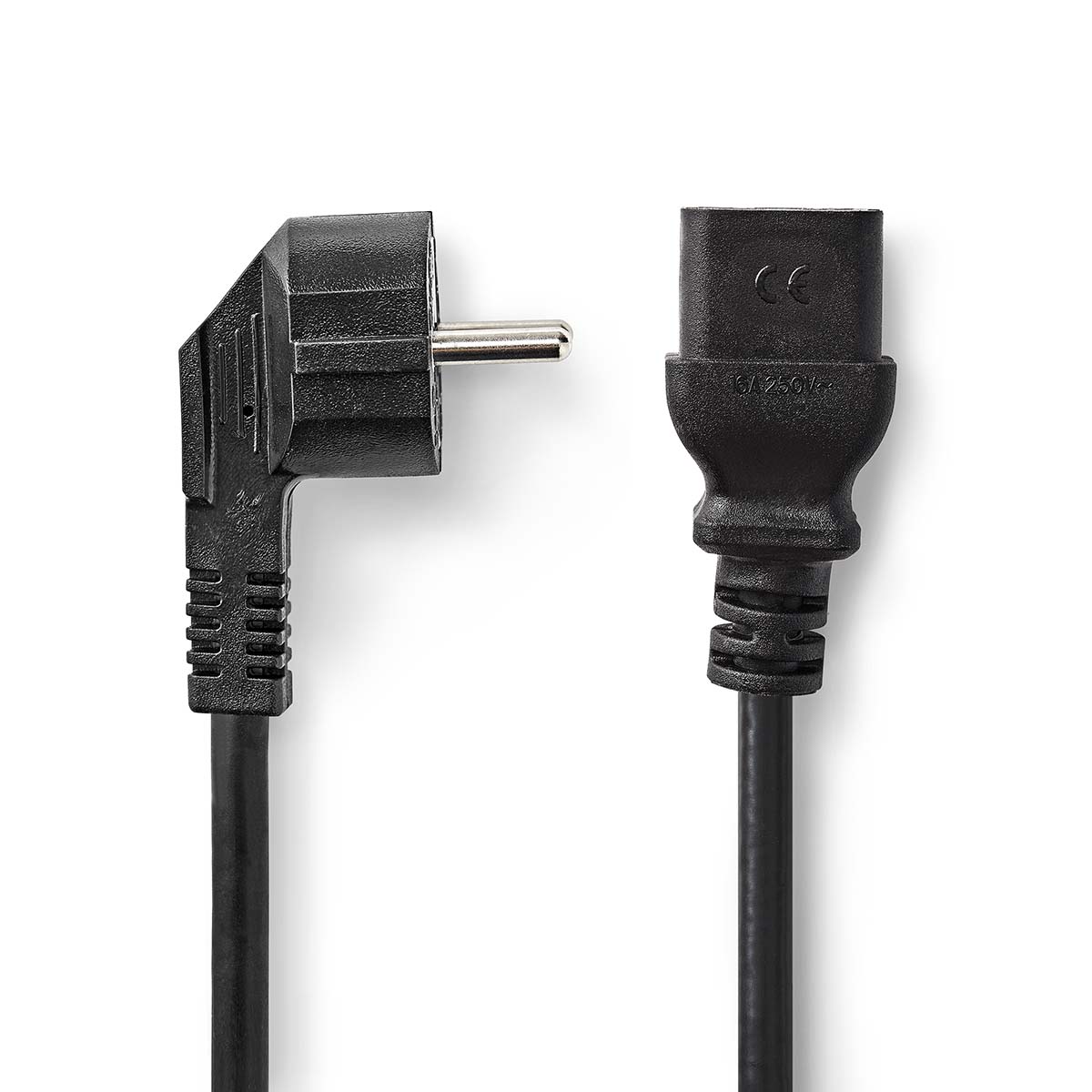 Nedis Stroomkabel | Type F (CEE 7 7) Male | IEC-320-C19 | Gehoekt | Recht | Vernikkeld | 2.00 m | Rond | PVC | Zwart | Label CEGL10300BK20