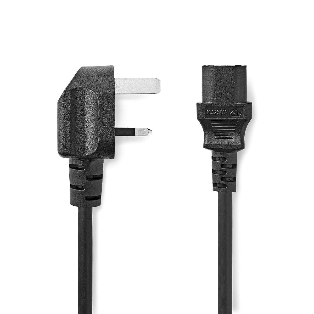 Nedis Stroomkabel | UK Male | IEC-320-C13 | Gehoekt | Recht | Vernikkeld | 3.00 m | Rond | PVC | Zwart | Label CEGL11100BK30