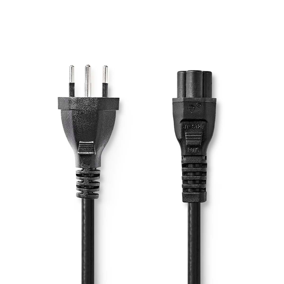 Nedis Stroomkabel | CH Type 12 | IEC-320-C5 | Recht | Recht | Vernikkeld | 2.00 m | Rond | PVC | Zwart | Label CEGL11220BK20