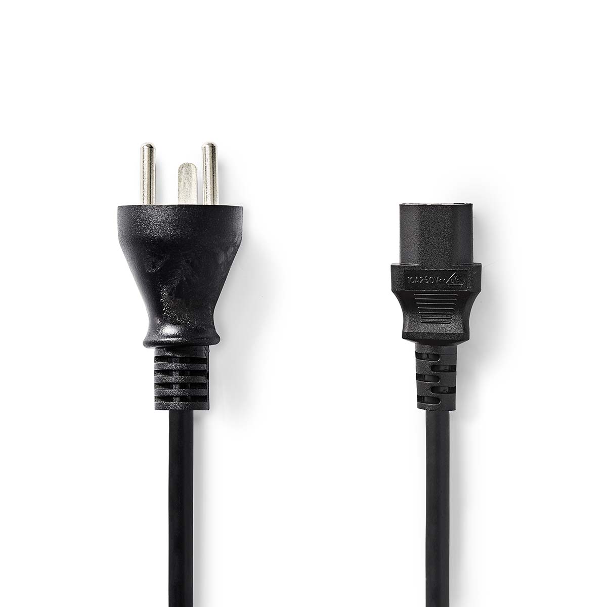 Nedis Stroomkabel | Denemarken Male | IEC-320-C13 | Recht | Recht | Vernikkeld | 2.00 m | Rond | PVC | Zwart | Label CEGL11400BK20