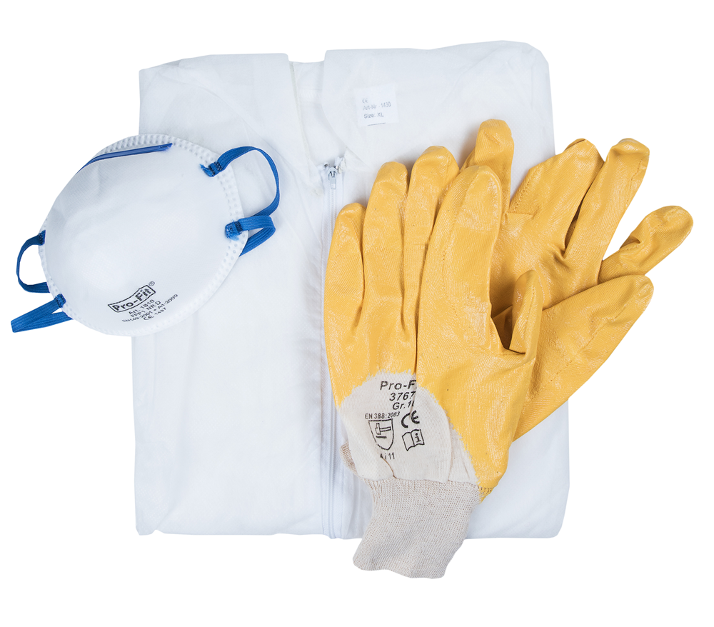 Beschermingsset bestaande uit Jas Mondkapje en Handschoenen