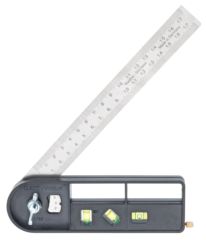 Gradenboog - Zwaaihaak 0 - 180 graden Meetlat 18 cm + Waterpas