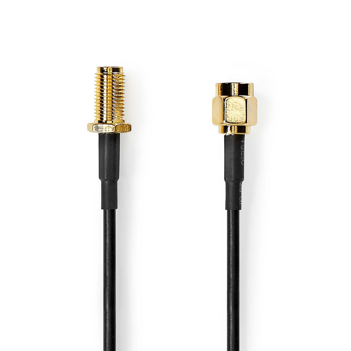 Nedis Antennekabel | SMA Male | SMA Female | Verguld | 50 Ohm | Enkelvoudig Afgeschermd | 2.00 m | Rond | PVC | Zwart | Label CSGL02010BK20