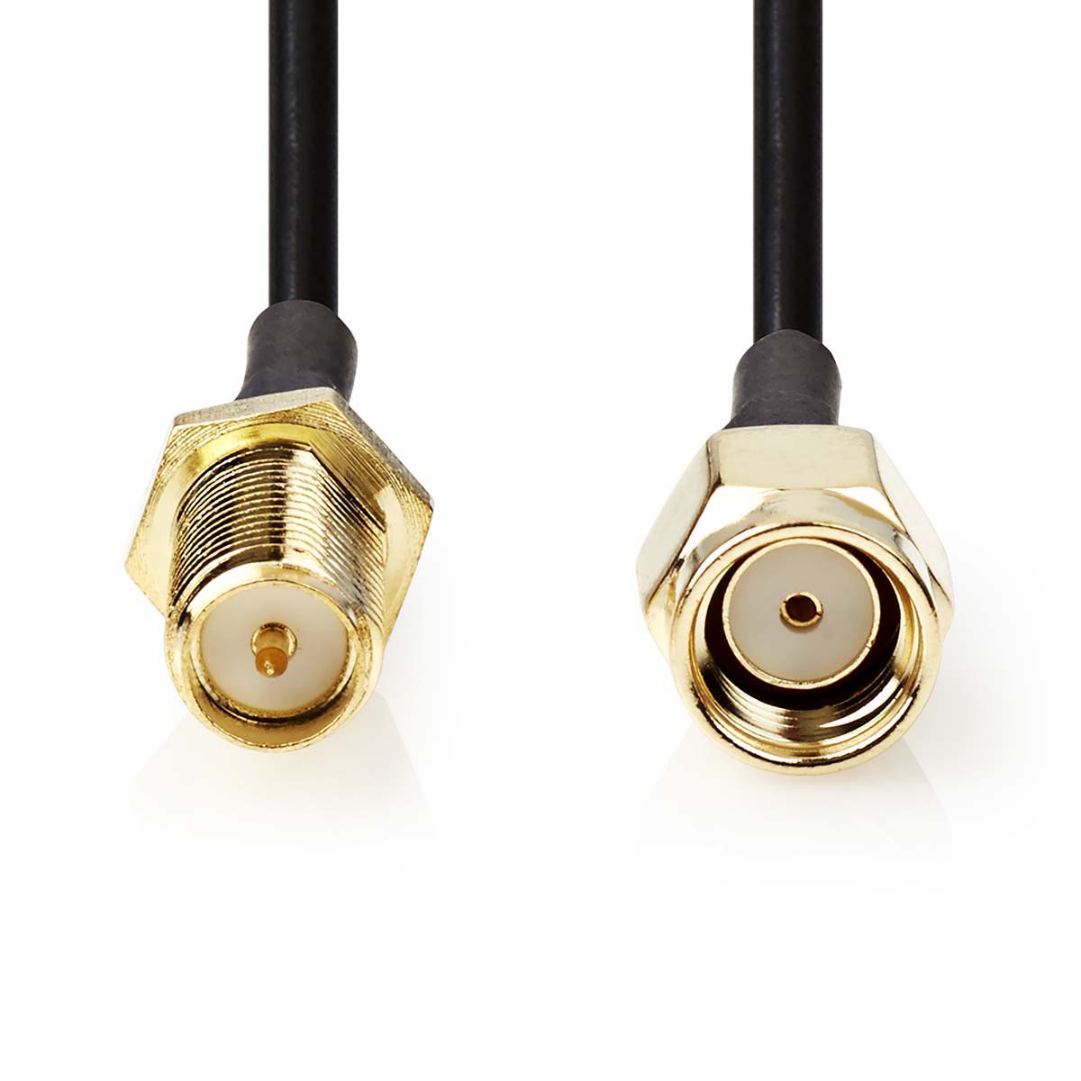 Nedis Antennekabel | RP-SMA Male | RP-SMA Female | Verguld | 50 Ohm | Enkelvoudig Afgeschermd | 3.00 m | Rond | PVC | Zwart | Label - CSGL02210BK30