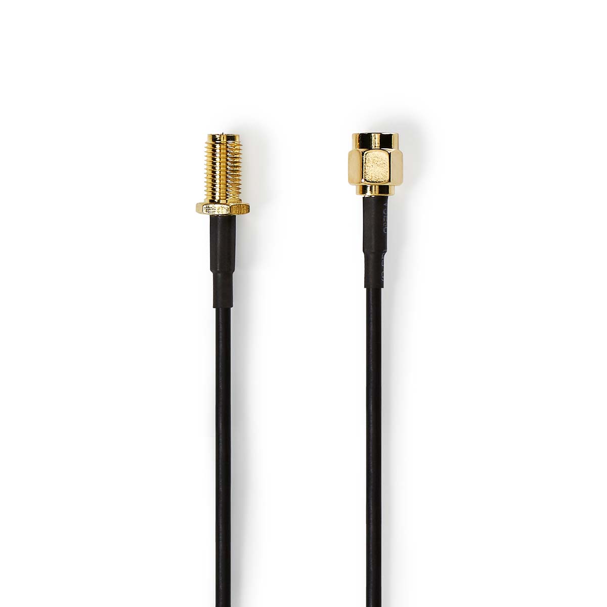 Nedis Antennekabel | RP-SMA Male | RP-SMA Female | Verguld | 50 Ohm | Enkelvoudig Afgeschermd | 5.00 m | Rond | PVC | Zwart | Label - CSGL02210BK50