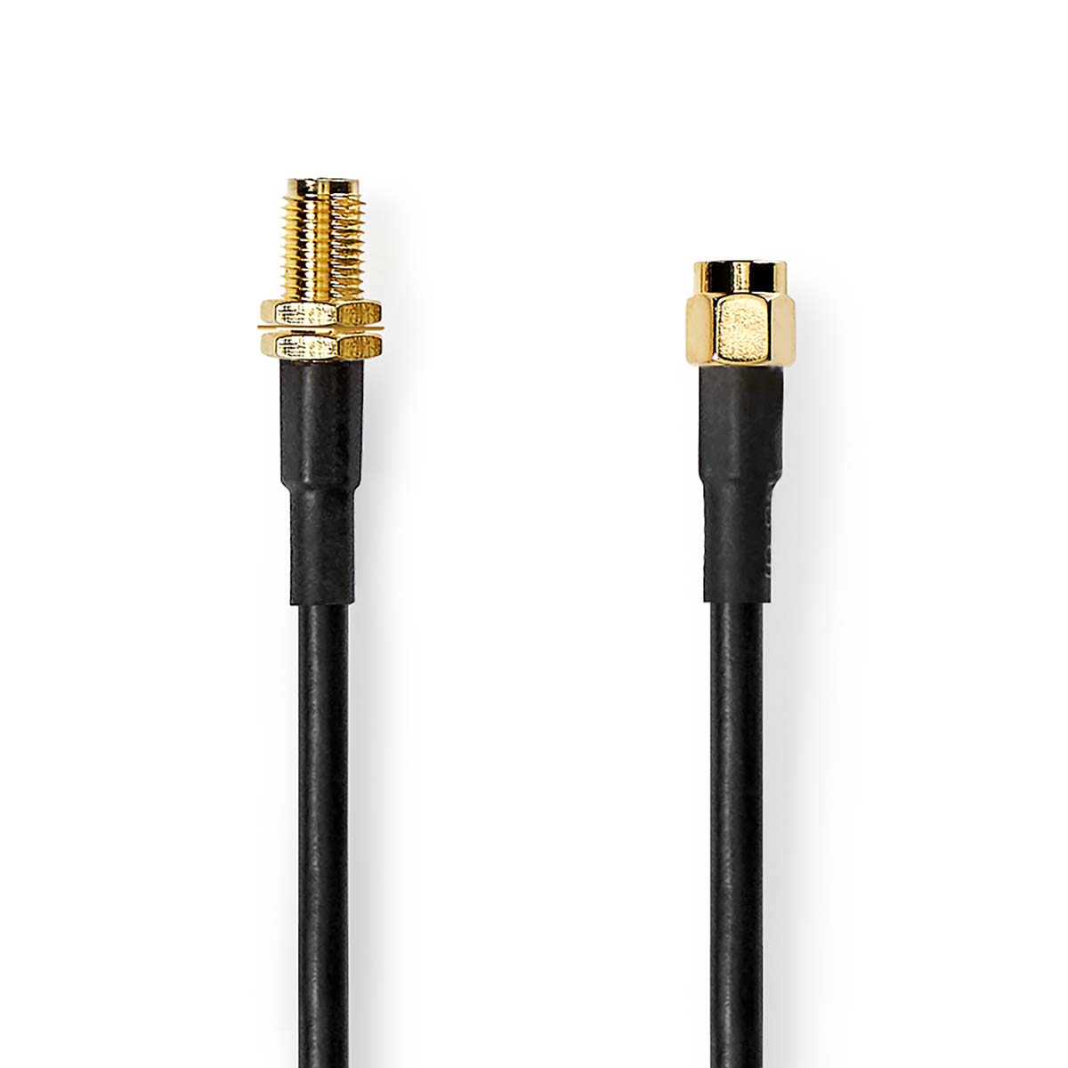 Nedis Antennekabel | SMA Male | SMA Female | Verguld | 50 Ohm | Dubbel Afgeschermd | 5.00 m | Rond | PVC | Zwart | Label CSGL02400BK50