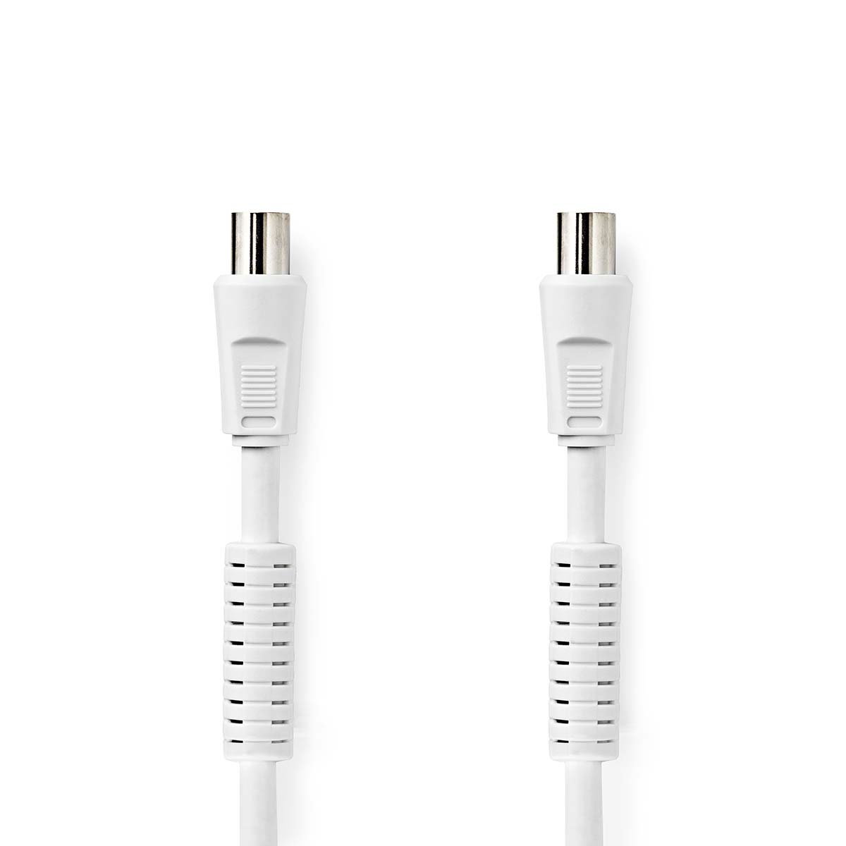 Nedis Coaxkabel | IEC (Coax) Male | IEC (Coax) Female | Vernikkeld | 120 dB | 75 Ohm | Viervoudig Afgeschermd | 15.0 m | Rond | PVC | Wit | Label