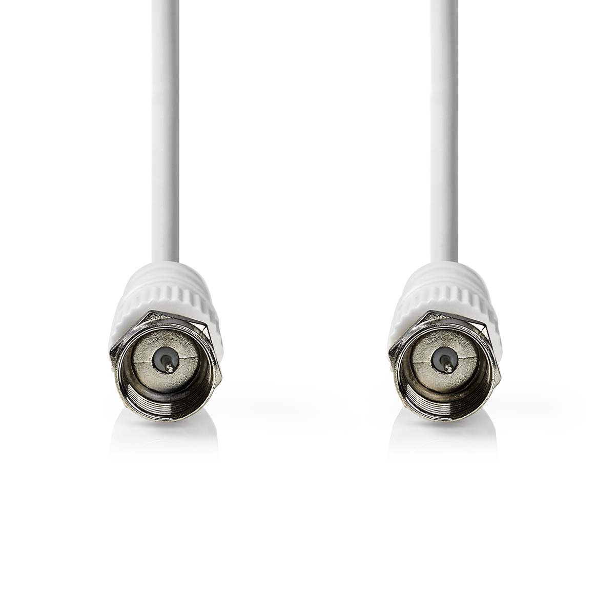 Nedis Satelliet- en Antennekabel | F-Male | F-Male | Vernikkeld | 75 Ohm | Dubbel Afgeschermd | 1.00 m | Rond | PVC | Wit | Label - CSGL41000WT10