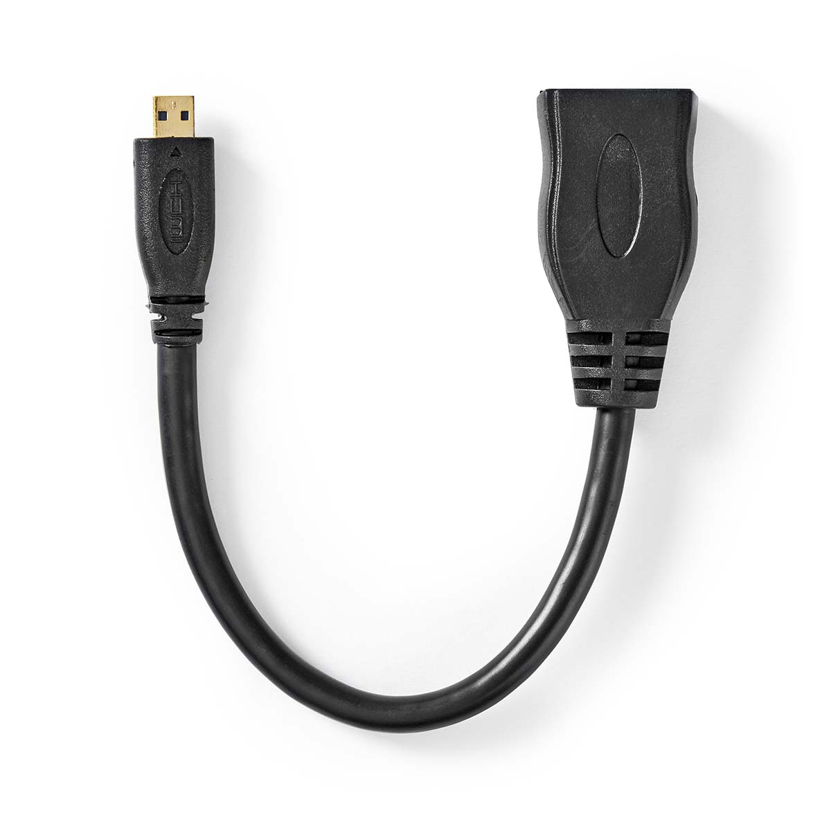 Nedis High Speed ??HDMI™-Kabel met Ethernet | HDMI™ Micro-Connector | HDMI™ Output | 4K@30Hz | 10.2 Gbps | 0.20 m | Rond | PVC | Zwart | Doos -
