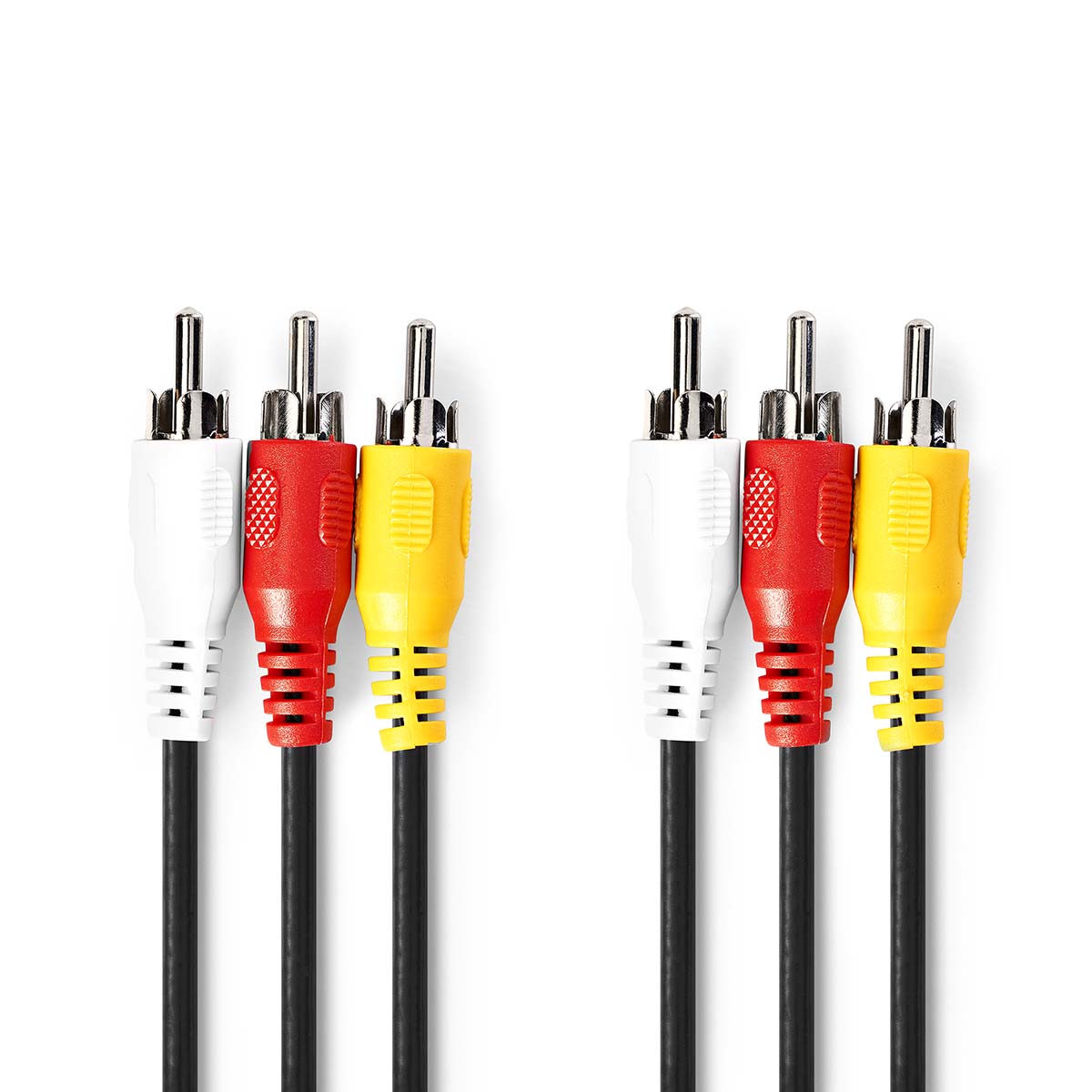 Nedis Composiet Videokabel | 3x RCA Male | 3x RCA Male | Vernikkeld | 480p | 1.50 m | Rond | PVC | Zwart | Label - CVGL24300BK15