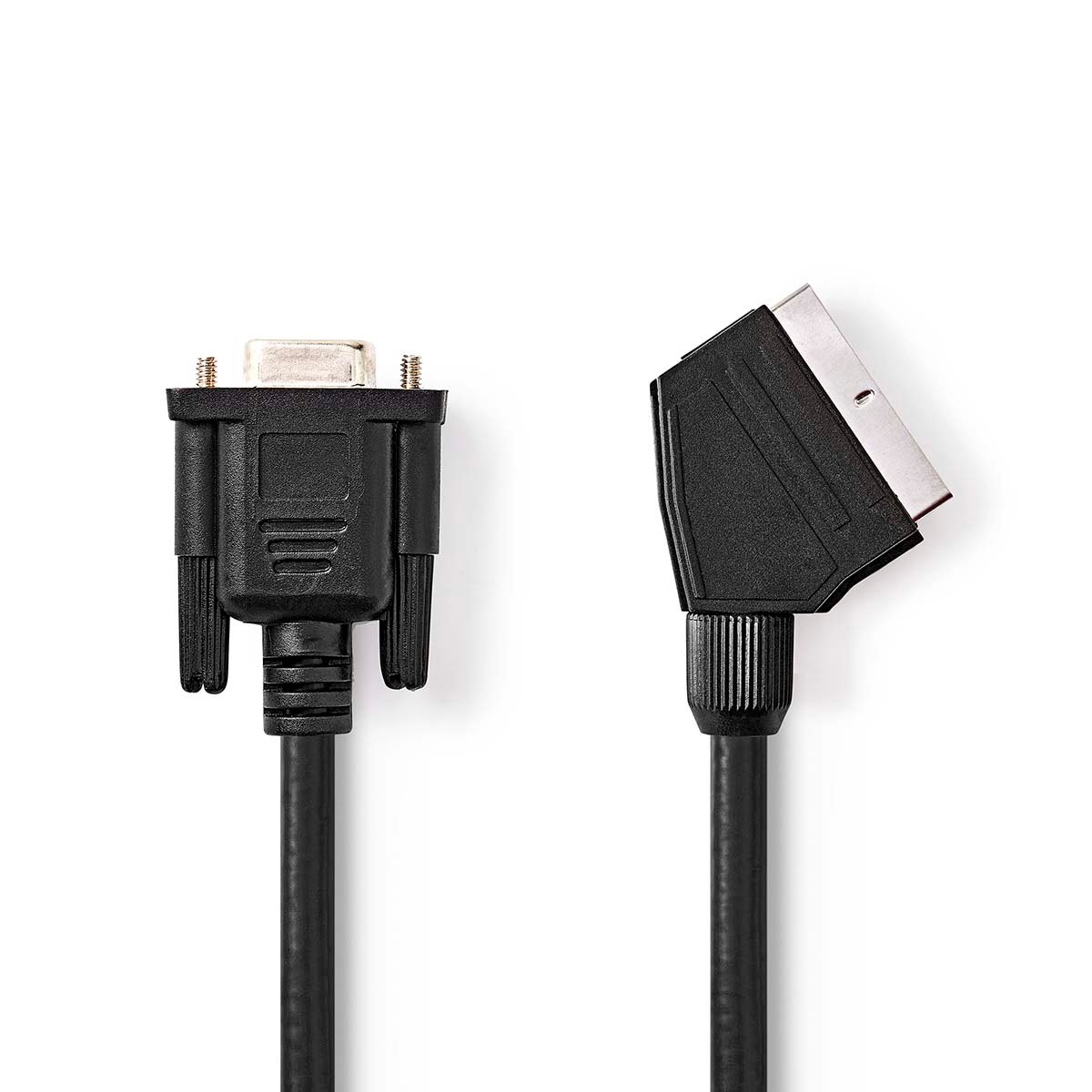 Nedis SCART-Kabel | SCART Male | VGA Female 15p | Vernikkeld | 480p | 2.00 m | Rond | PVC | Zwart | Label CVGL31550BK20