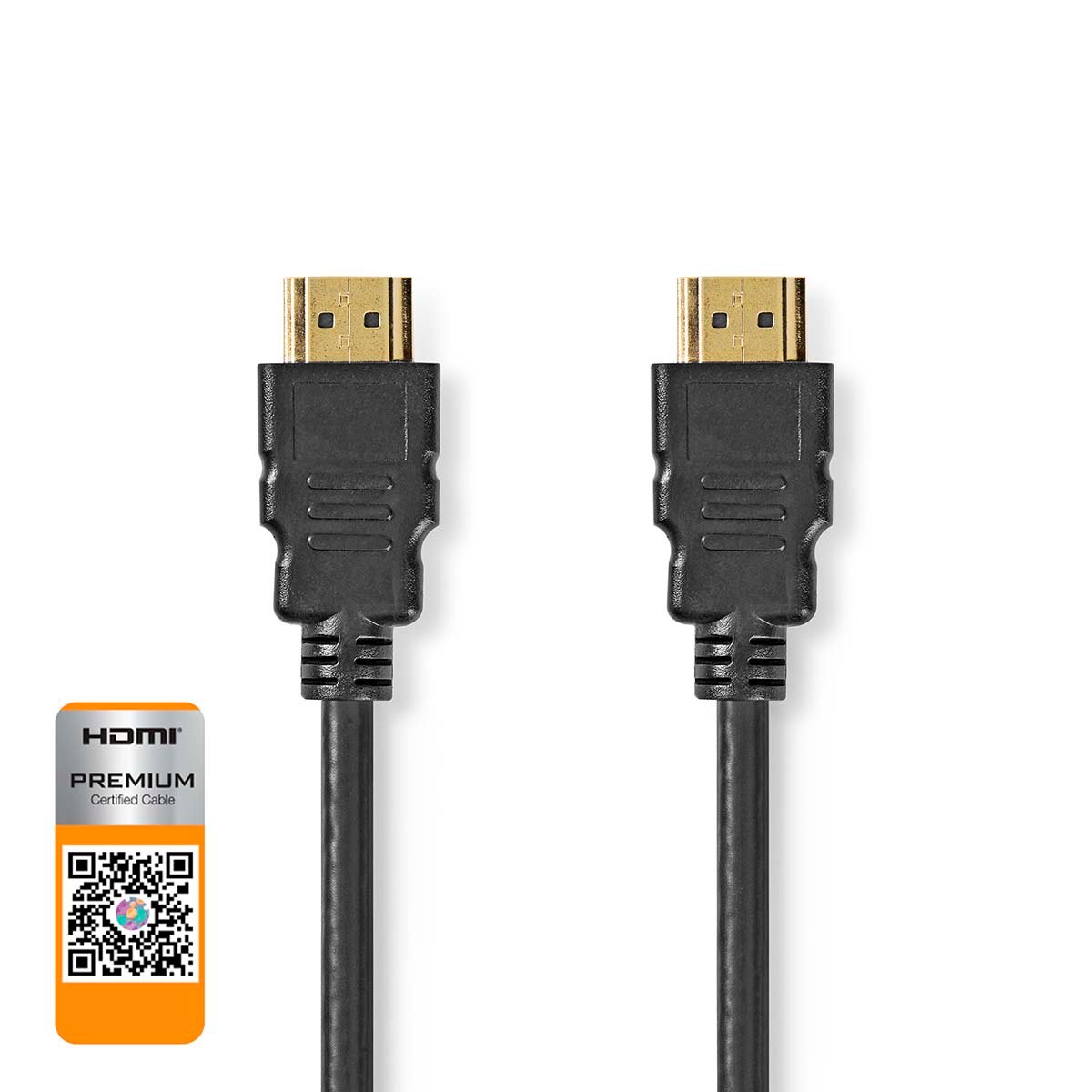 Nedis Premium High Speed ??HDMI™-Kabel met Ethernet | HDMI™ Connector | HDMI™ Connector | 4K@60Hz | 18 Gbps | 1.00 m | Rond | PVC | Zwart | Label -