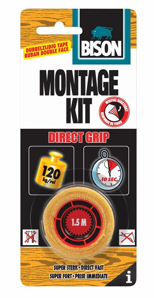 Bison Montagekit Direct Grip Tape Crd 1.5Mx19Mm*6 Nlfr - 6306369 - 6306369
