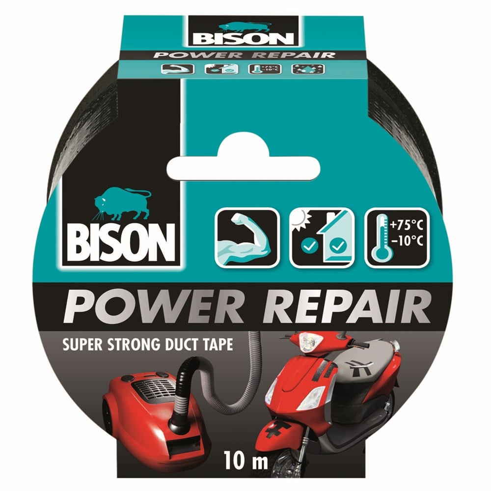 Bison Power Repair Tape Zwart Rol 10M - 6311861 - 6311861