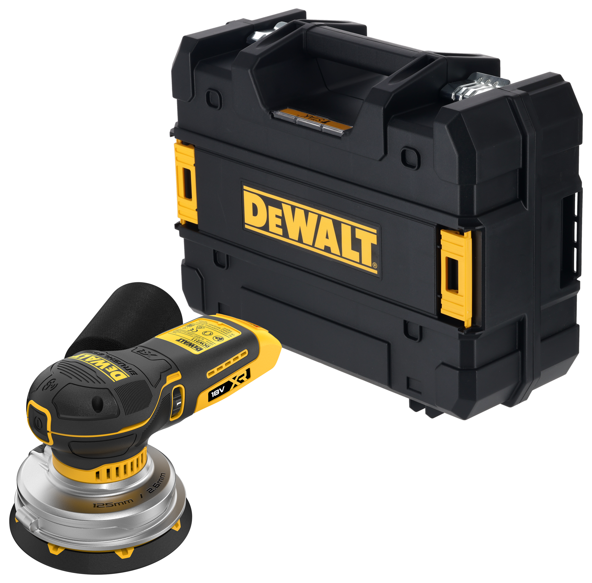 DeWalt DCW211NT-XJ 18V XR BL Excentrische Schuurmachine 125mm | zonder accu's en lader | in TSTAK koffer - DCW211NT-XJ