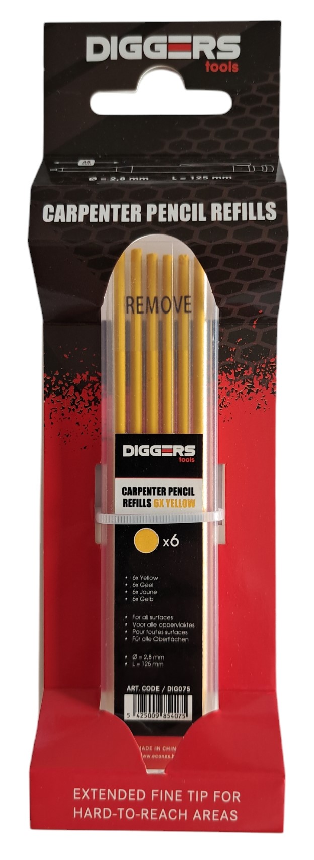 Diggers 6 Gele Navullingen Markeerpotlood - DIG020 afbeelding