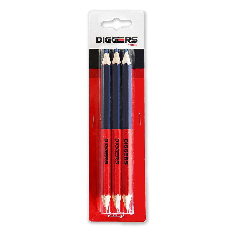 Diggers Duo Potlood | 17,6cm | Rood/Blauw | 3 Stuks - DIG418