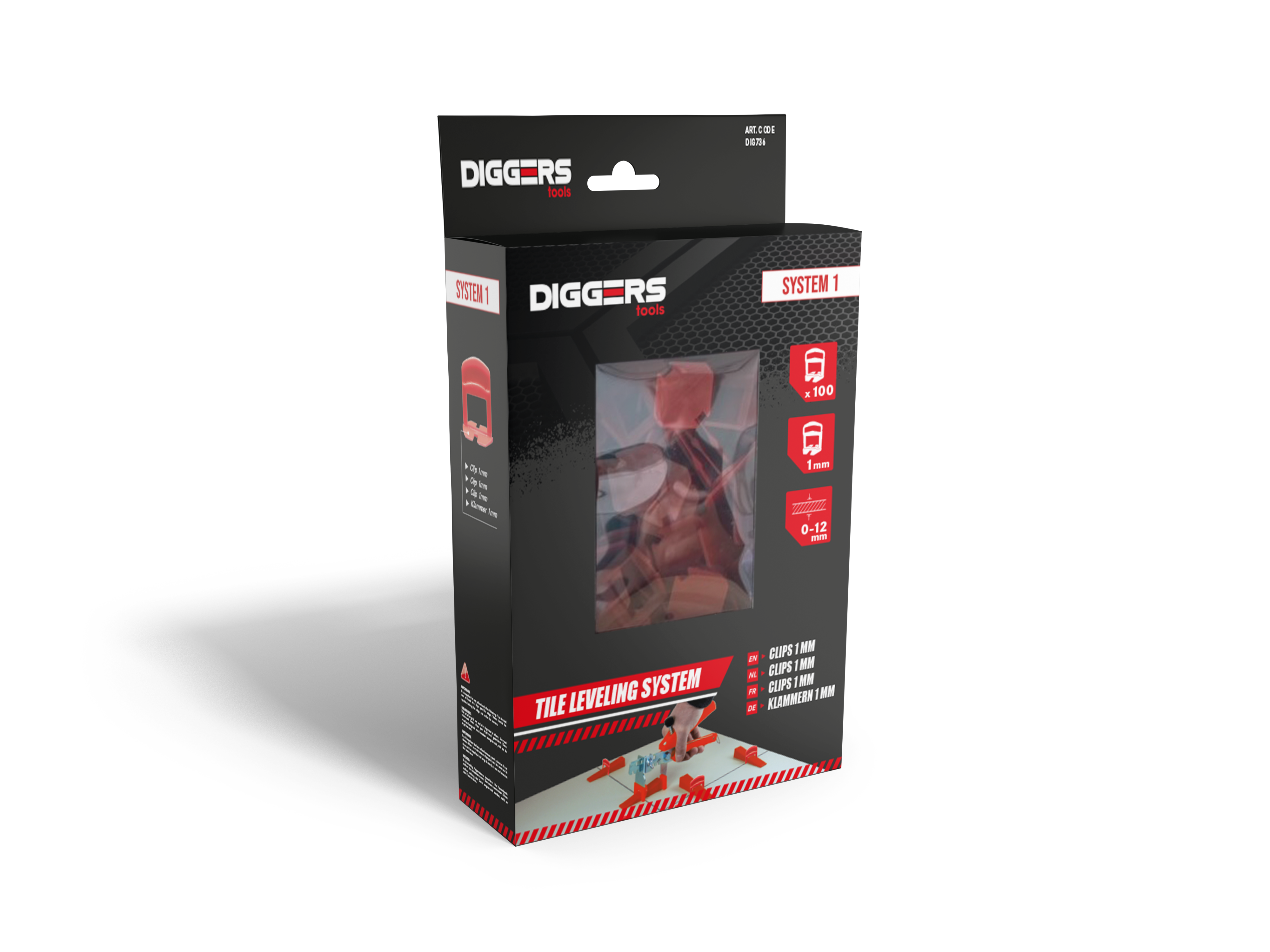 Diggers Tegelclips | 1mm | 100 stuks | Systeem 1 - DIG736 afbeelding