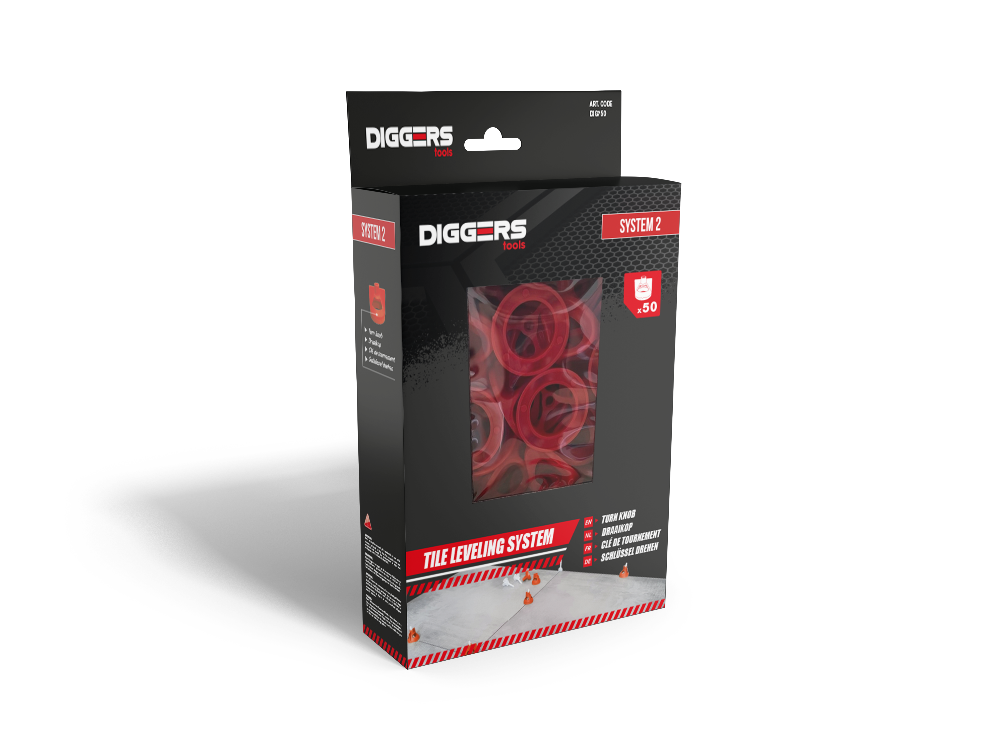 Diggers Tegeldraaiknop | 50 stuks | Systeem 2 - DIG750